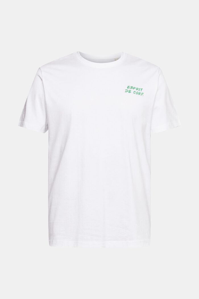 T-shirt in jersey con ricamo del logo, WHITE, overview