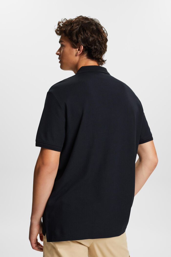 Polo in cotone piqué, BLACK, detail image number 3