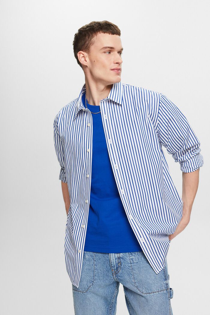 Camicia in popeline a righe, BRIGHT BLUE, detail image number 4