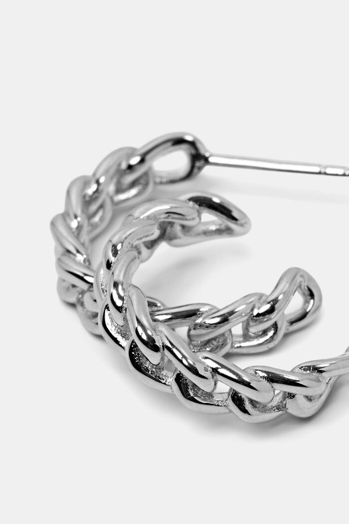 Mini orecchini creoli a catena in argento sterling, SILVER, detail image number 1