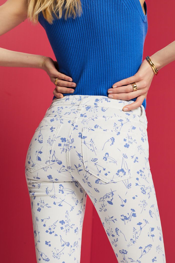 Pantaloni slim cropped stampati, NAVY, detail image number 4