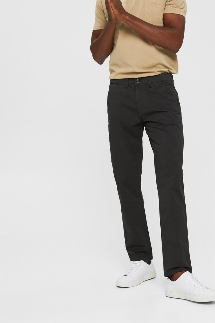 Pantaloni chino stretch, cotone biologico, DARK GREY, detail image number 0