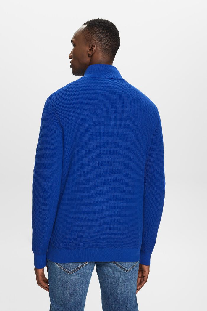 Troyer in cotone con zip, BRIGHT BLUE, detail image number 3