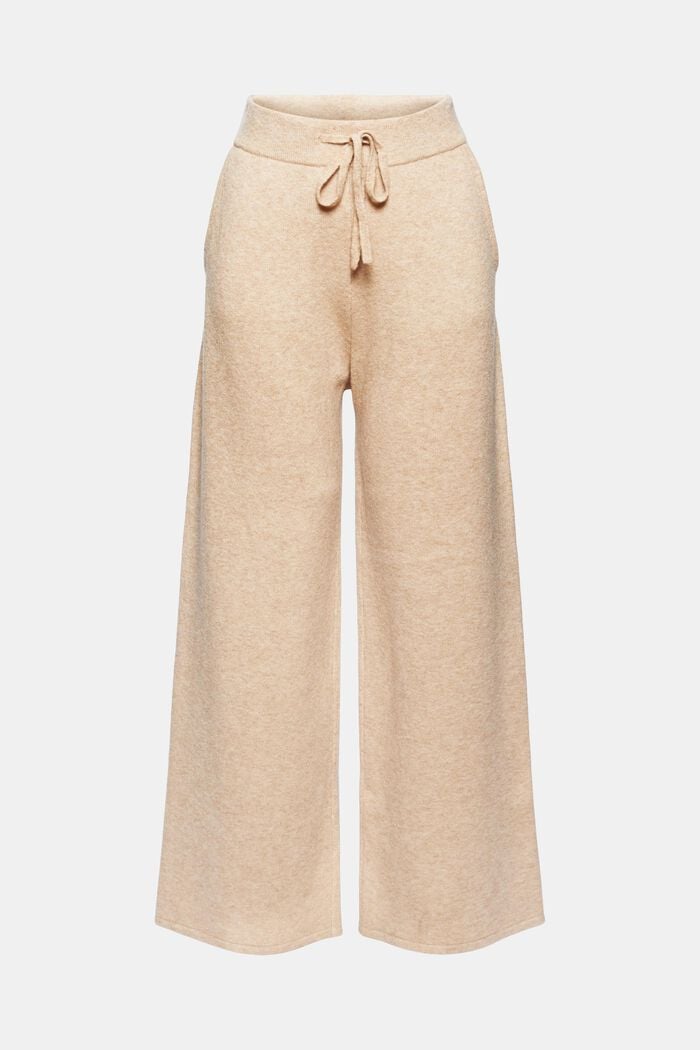 Con lana: pantaloni a maglia con gamba ampia