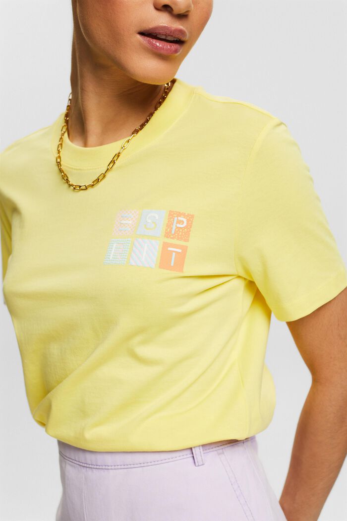 T-shirt in jersey con logo, PASTEL YELLOW, detail image number 3