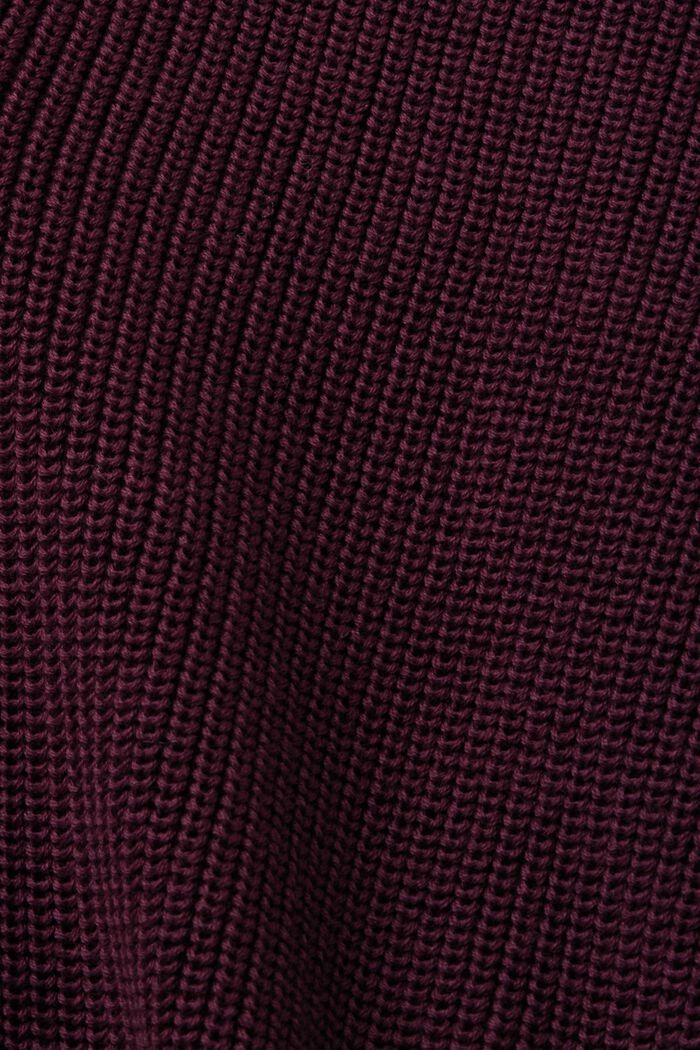 Pullover a maglia con collo a lupetto, 100% cotone, AUBERGINE, detail image number 6