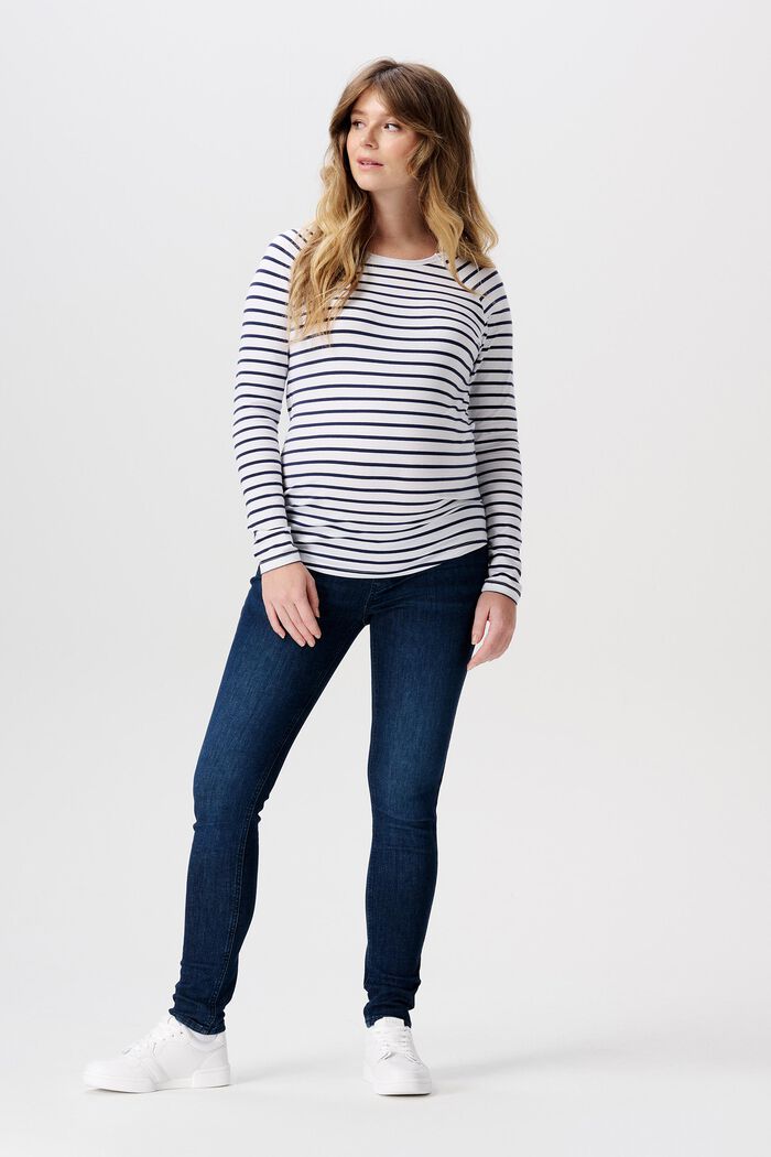 MATERNITY t-shirt a righe in misto cotone bio, DARK NAVY, detail image number 1