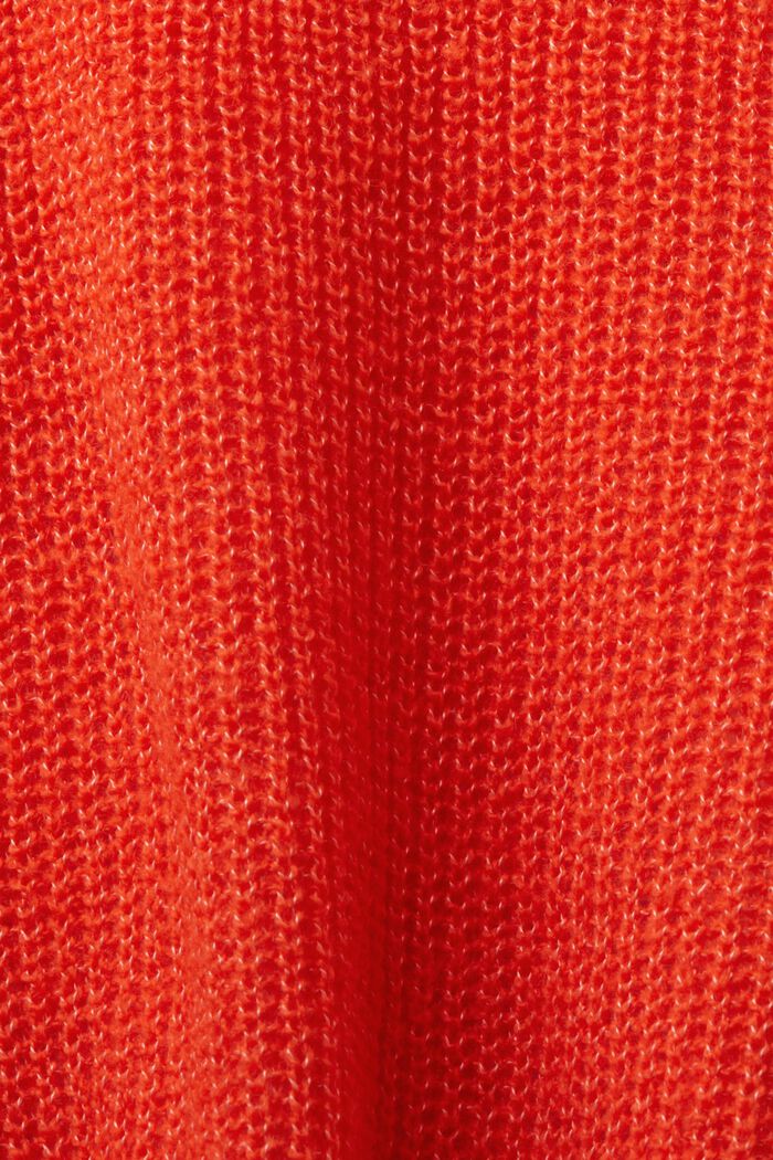 Pullover con scollo a V, misto lana, BRIGHT ORANGE, detail image number 5