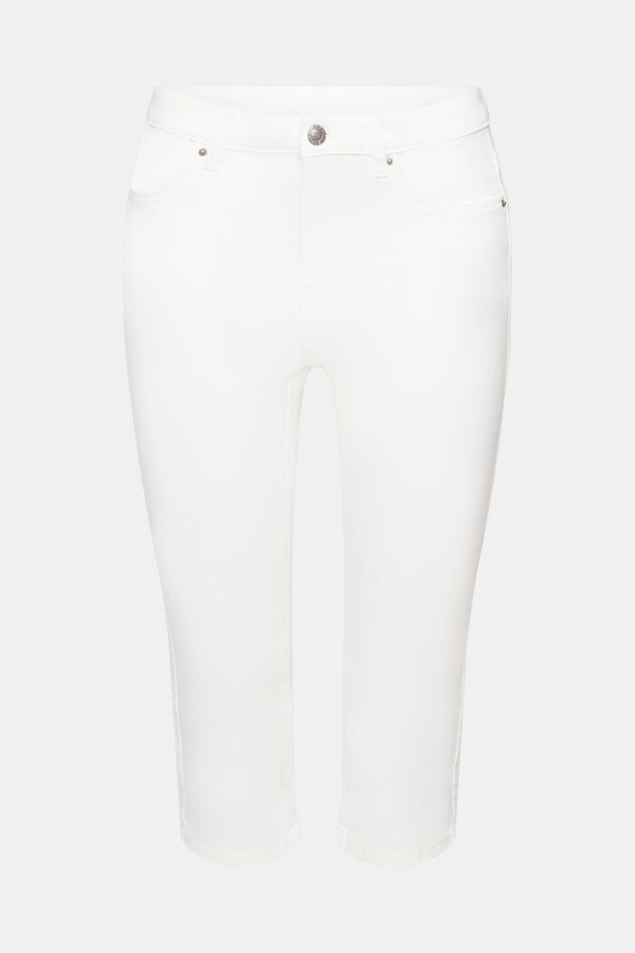 Jeans Capri a vita media, WHITE, detail image number 6