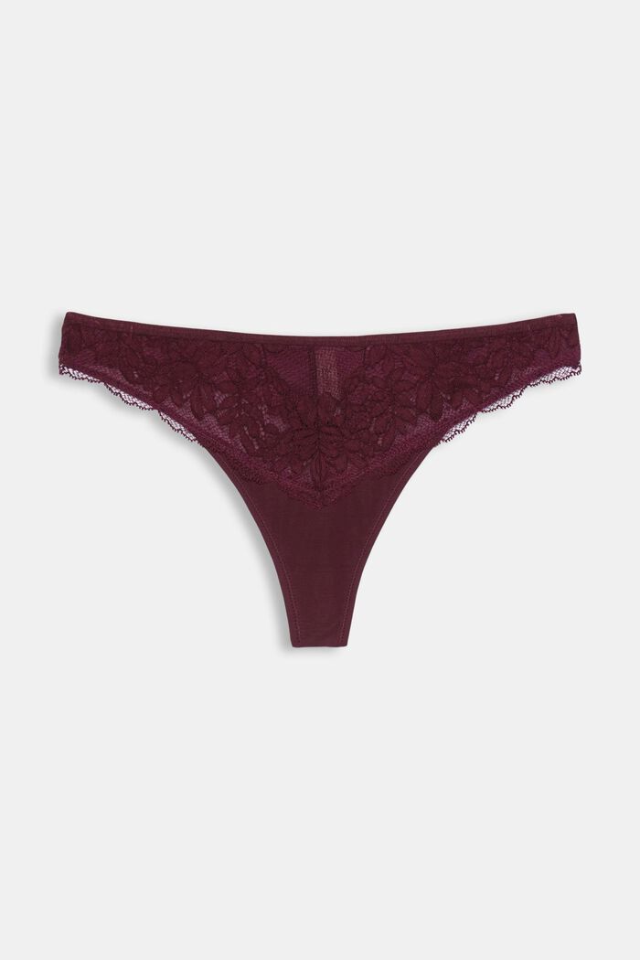 Tanga in pizzo, BORDEAUX RED, detail image number 1
