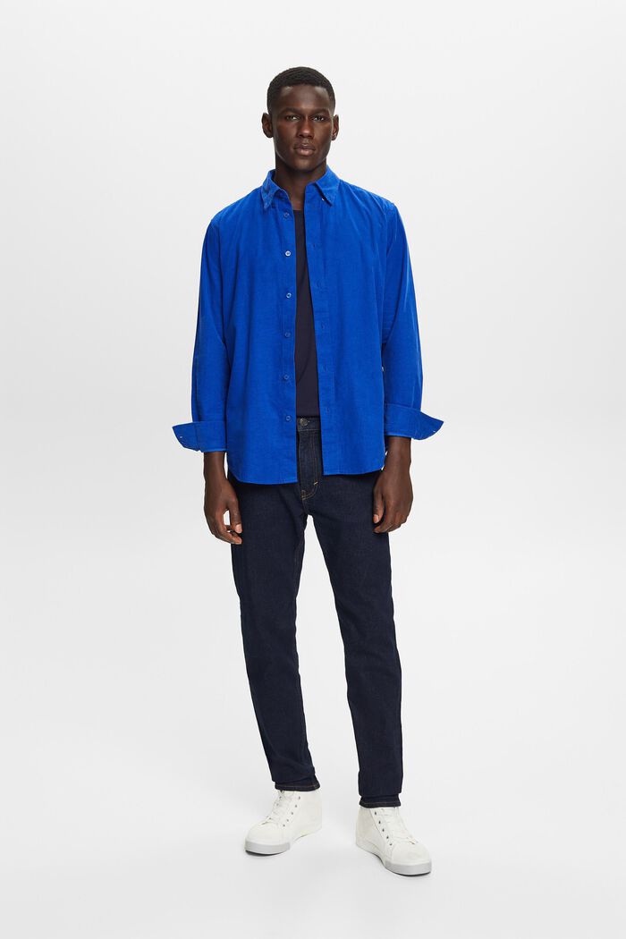 Camicia di velluto, 100% cotone, BRIGHT BLUE, detail image number 4