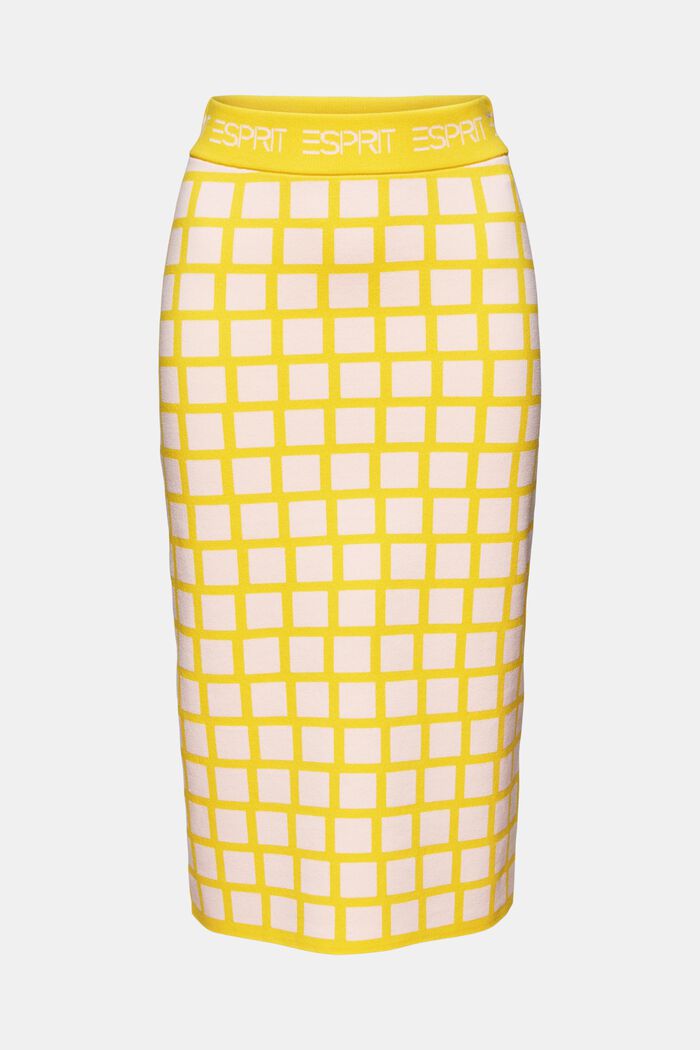 Gonna midi in maglia jacquard con logo, YELLOW, detail image number 5