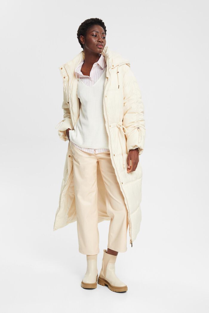 Pullover in maglia strutturata con scollo a V, OFF WHITE, detail image number 1