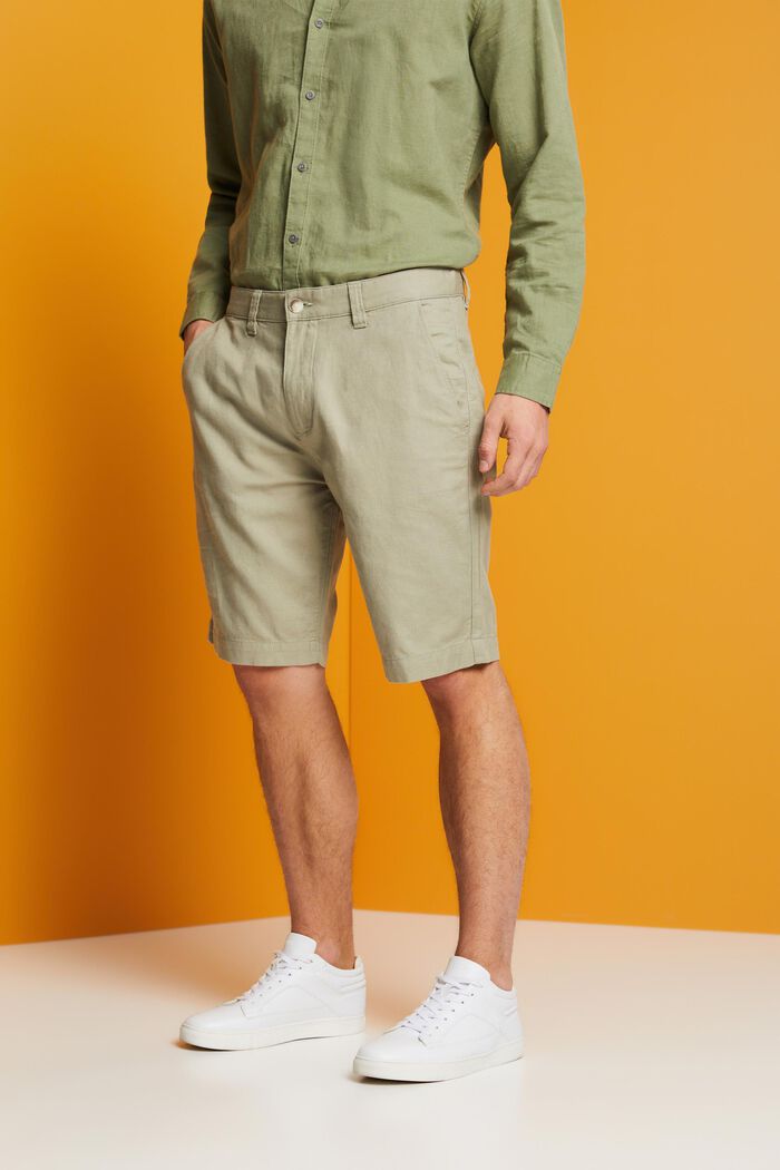 Pantaloncini stile chino, LIGHT GREEN, detail image number 0