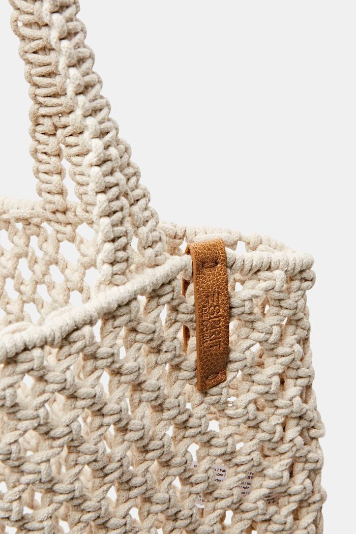Tote in cotone all'uncinetto, OFF WHITE, detail image number 1