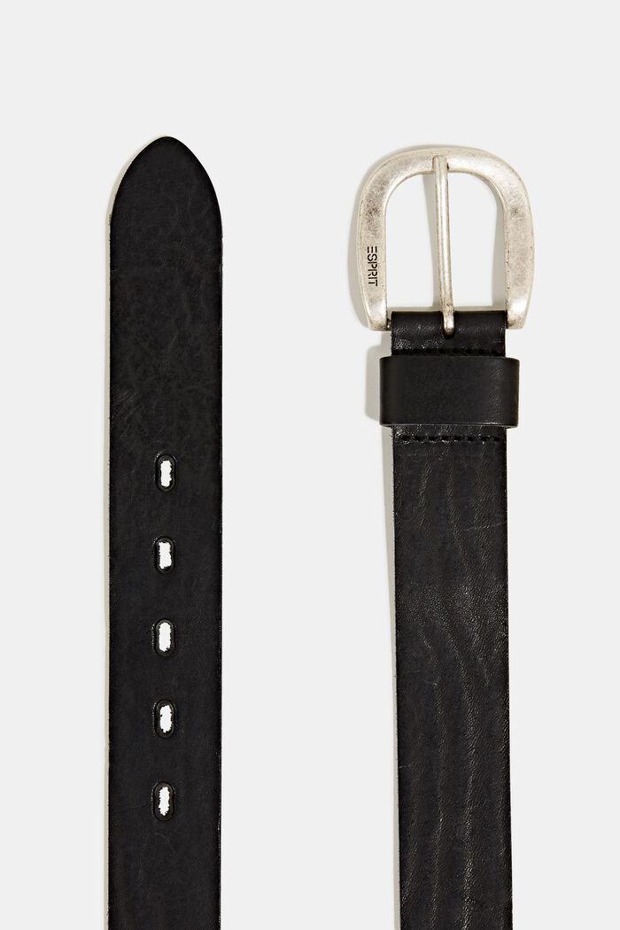 In pelle: cintura con fibbia in metallo, BLACK, detail image number 1