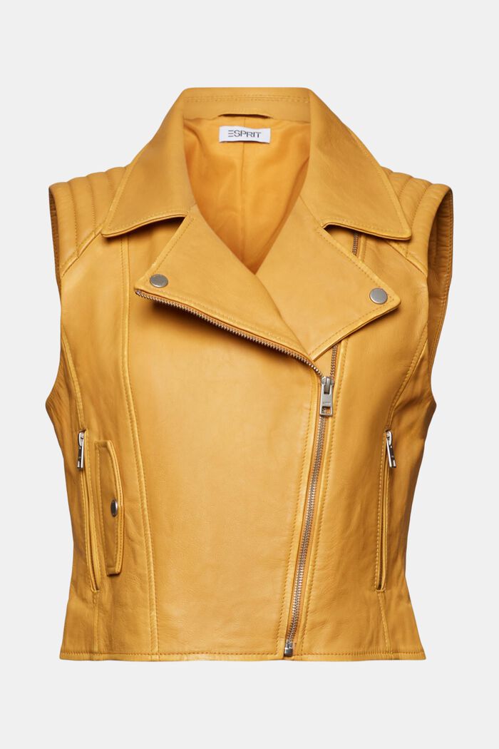Gilet da motociclista in pelle, YELLOW, detail image number 7