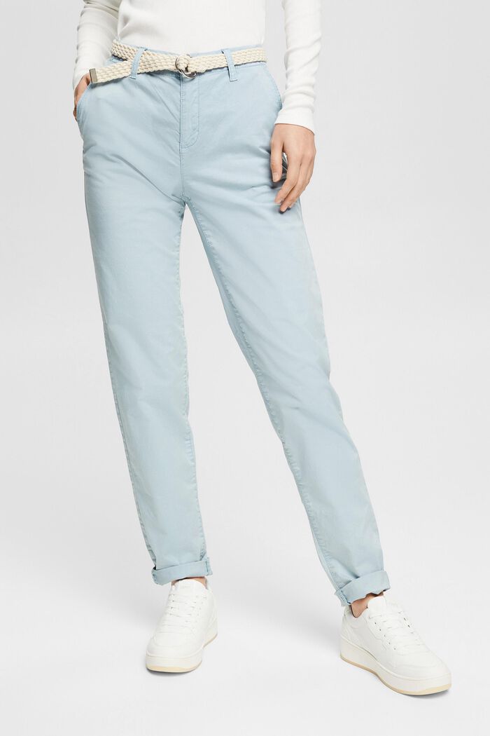 Pantaloni chino con cintura intrecciata, GREY BLUE, detail image number 1