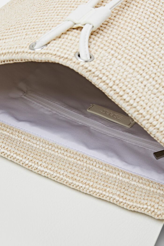 Borsa a sacchetto in materiale misto, OFF WHITE, detail image number 3