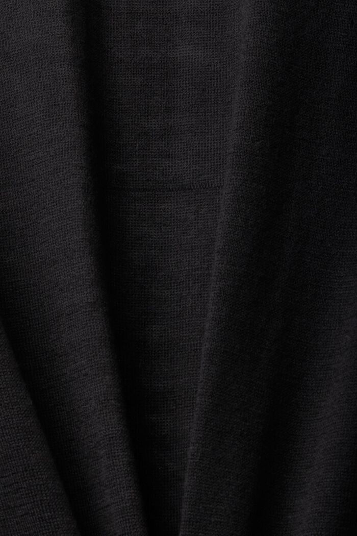 Cardigan in maglia di puro cotone con cappuccio, BLACK, detail image number 4