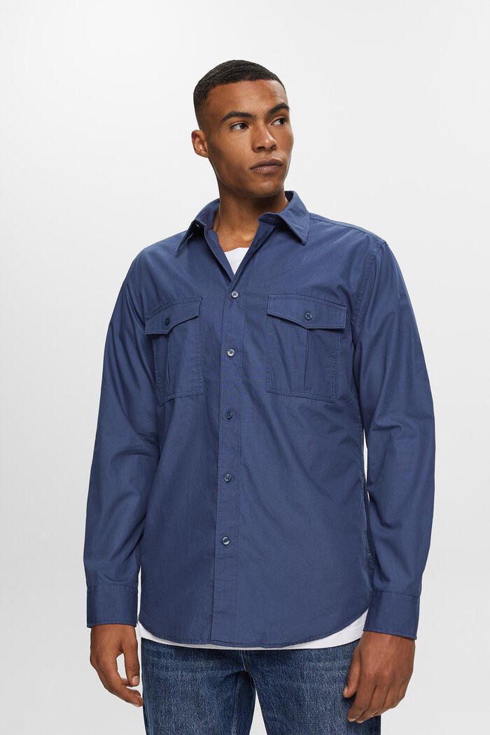 Camicia utility in cotone, GREY BLUE, detail image number 3