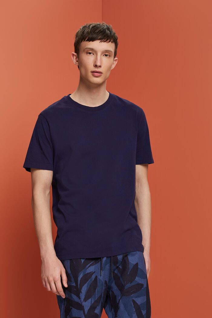 T-shirt girocollo, 100% cotone, DARK BLUE, detail image number 0