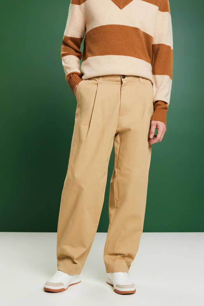 Pantaloni chino a gamba larga, BEIGE, detail image number 0