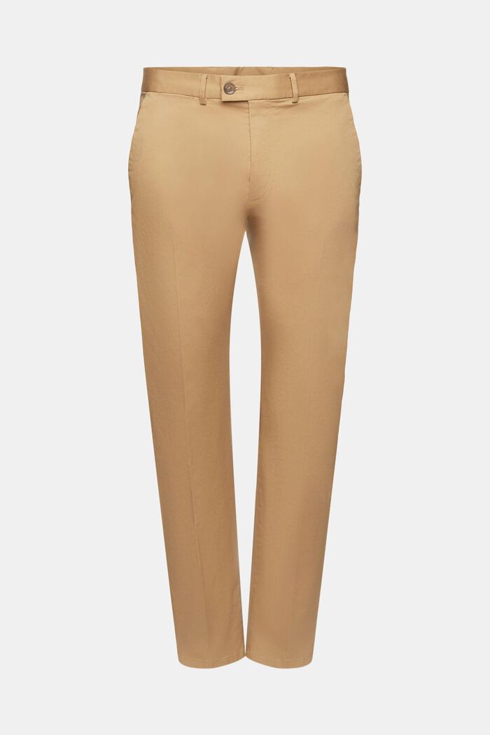 Pantaloni chino elasticizzati in cotone, KHAKI BEIGE, detail image number 6