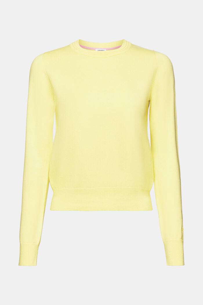 Pullover in maglia con girocollo, PASTEL YELLOW, detail image number 5