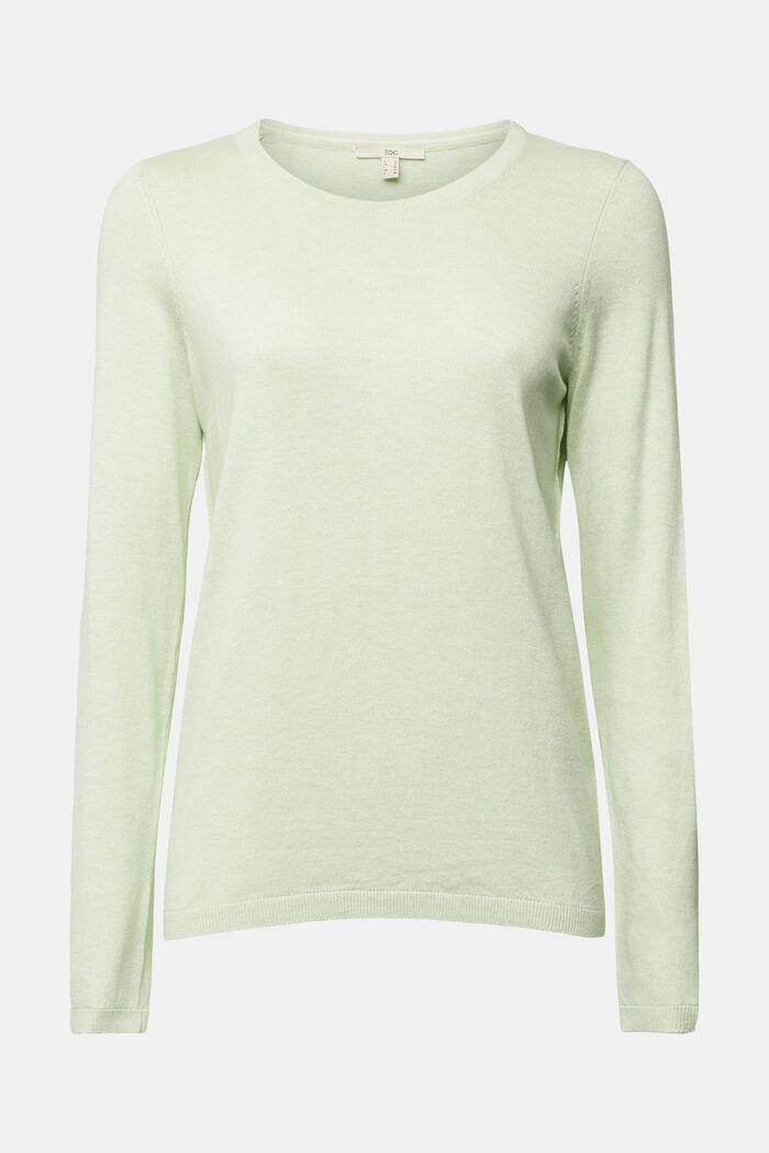 Pullover basic in misto cotone biologico, PASTEL GREEN, detail image number 0