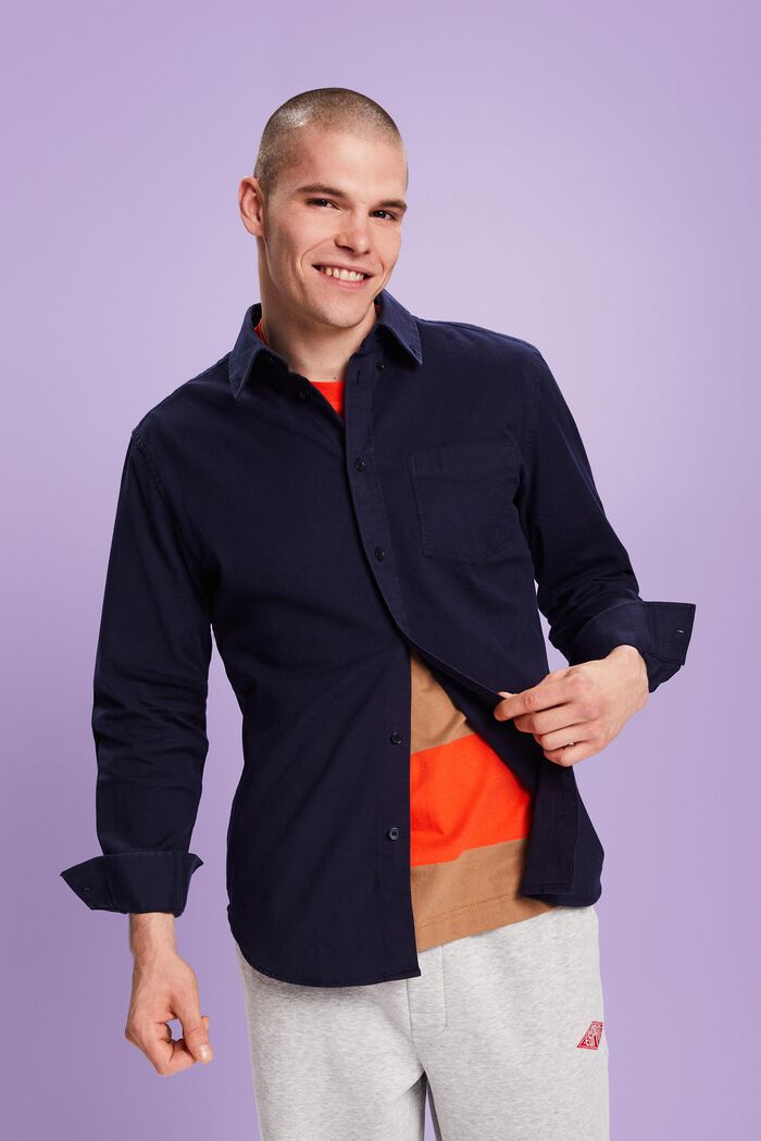 Camicia in twill regular fit, NAVY, detail image number 4