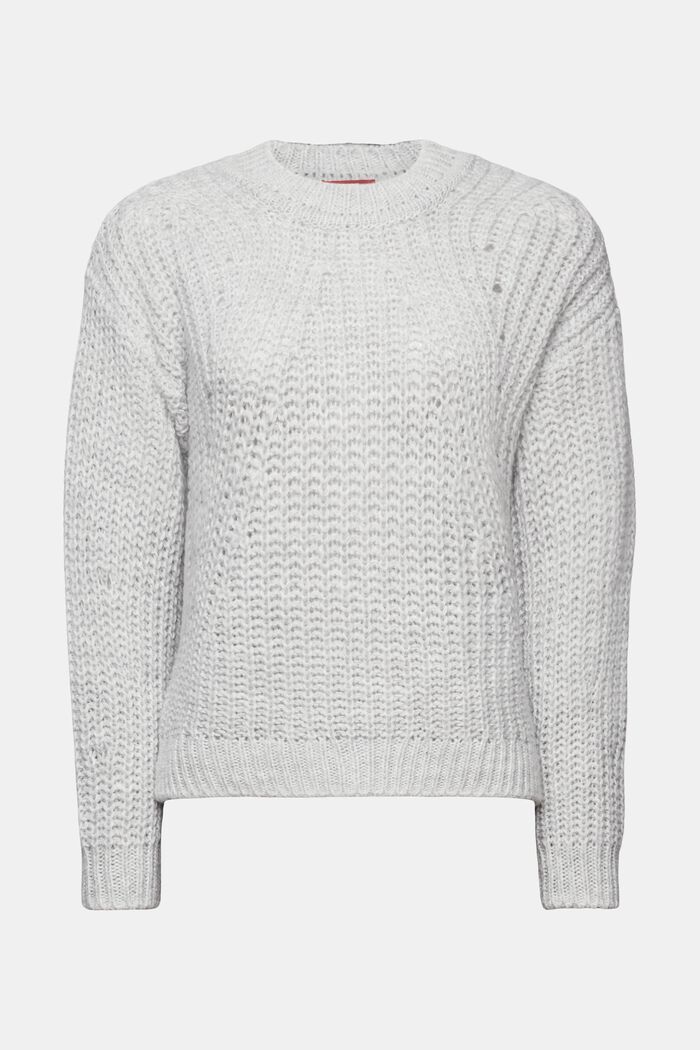Pullover in maglia a coste, LIGHT GREY, detail image number 6