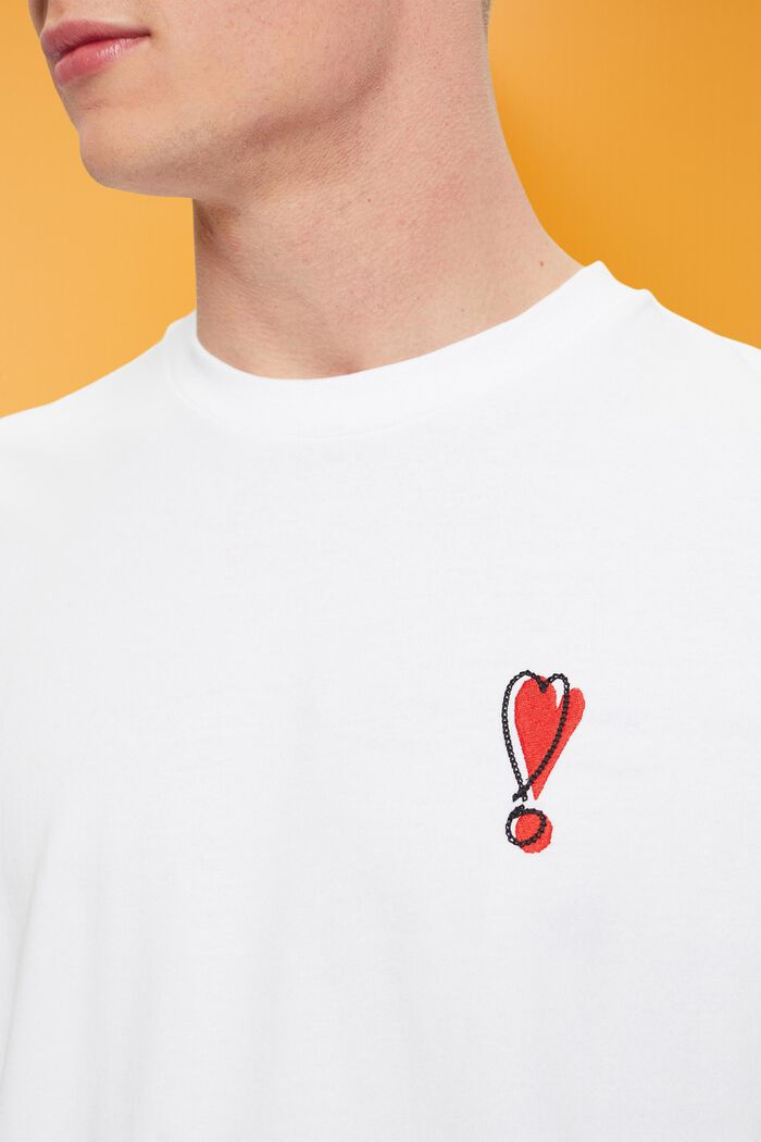 T-shirt in cotone sostenibile con motivo a cuore, WHITE, detail image number 2