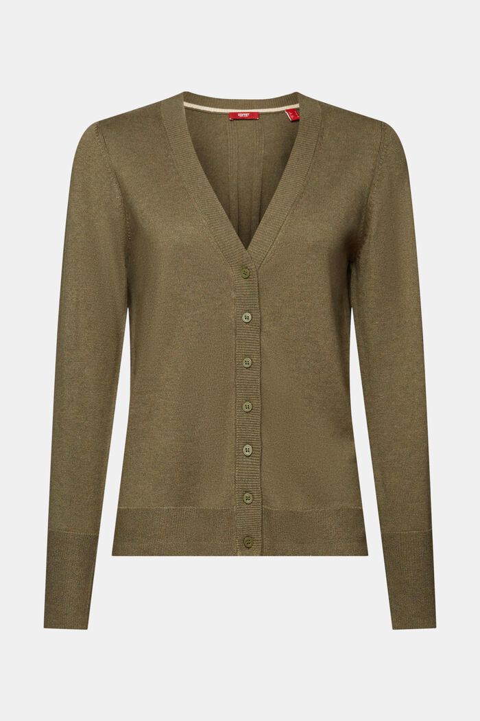 Cardigan con scollo a V, KHAKI GREEN, detail image number 6