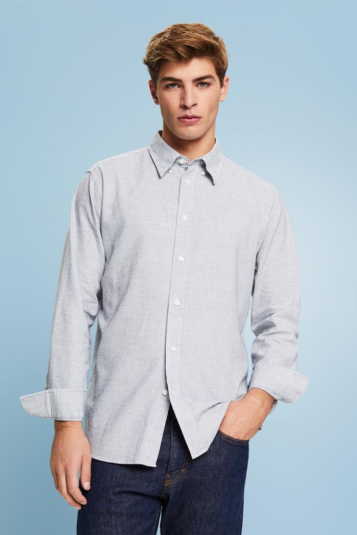 Camicia in cotone a quadretti dalla vestibilità regular, WHITE, detail image number 0