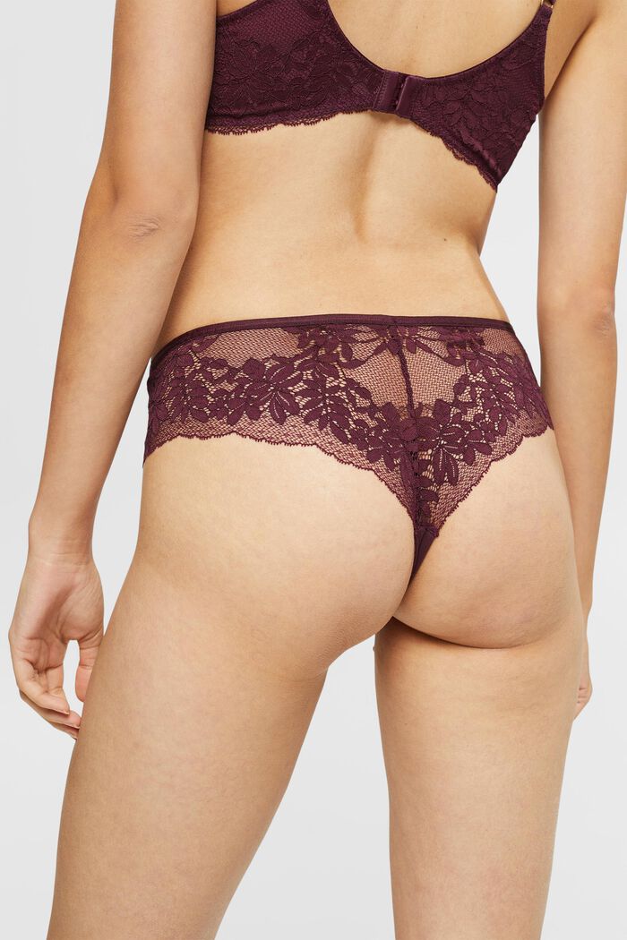 In materiale riciclato: slip con pizzo, BORDEAUX RED, detail image number 3