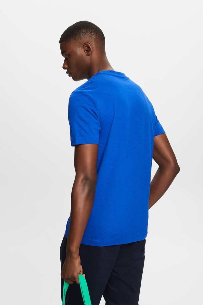 T-shirt in cotone fiammato con logo sulla tasca, BRIGHT BLUE, detail image number 2