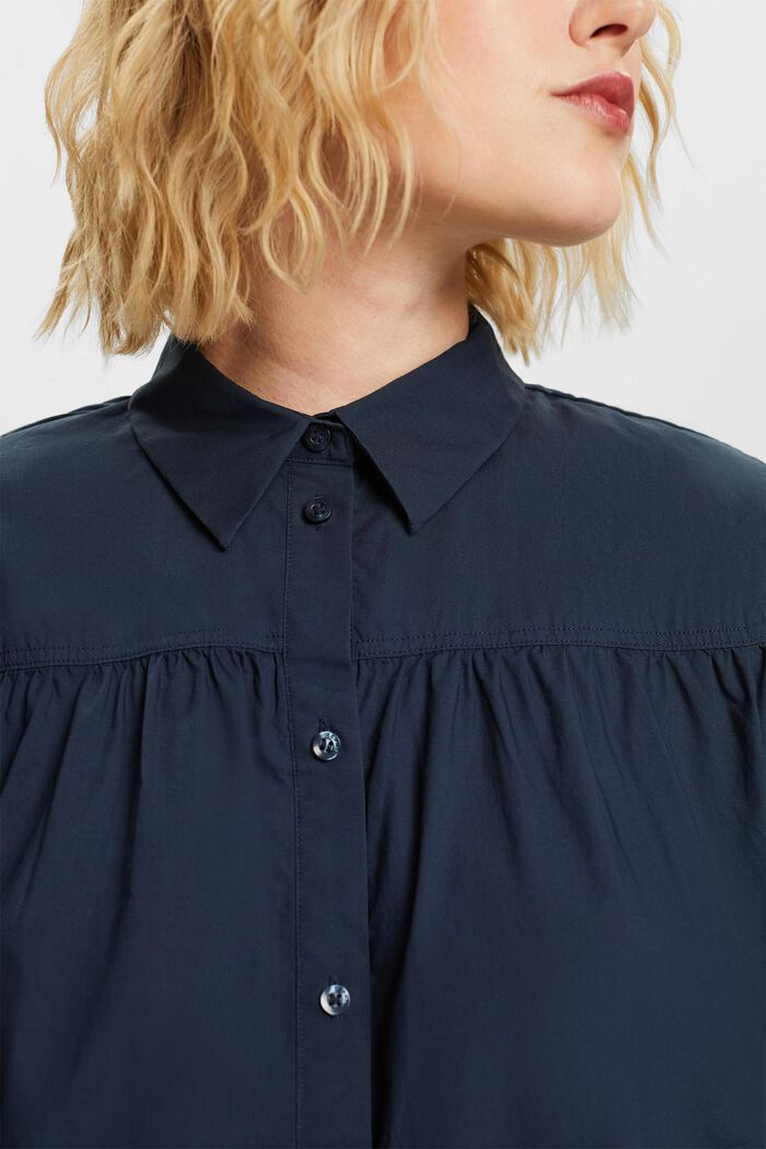 Blusa in popeline, 100% cotone, PETROL BLUE, detail image number 2