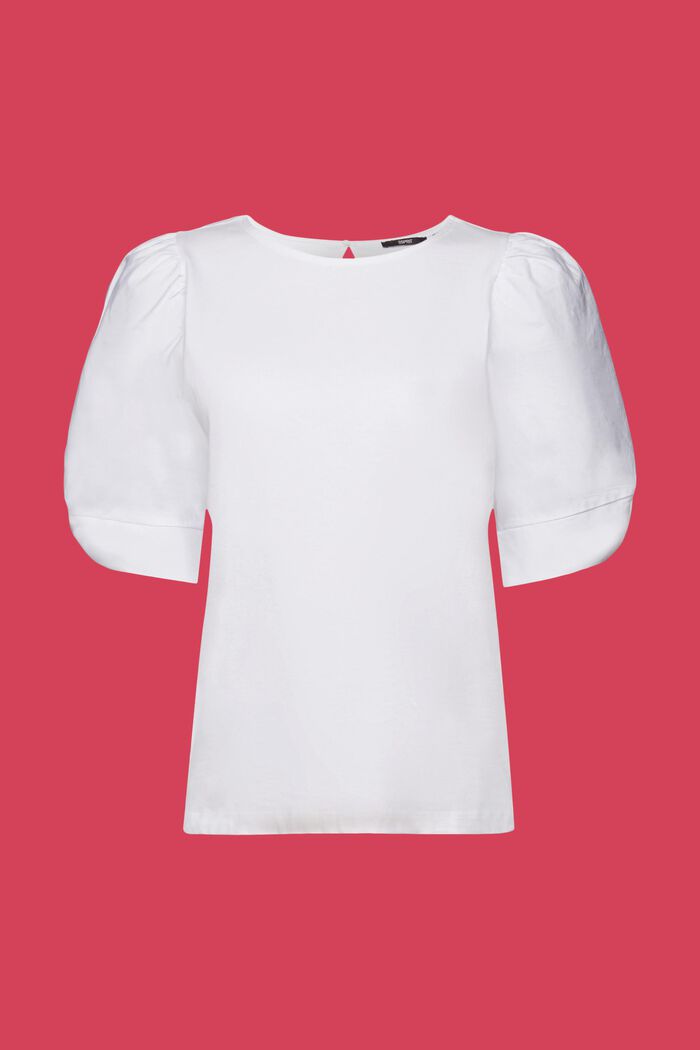 T-shirt in tessuto misto, 100% cotone, WHITE, detail image number 6