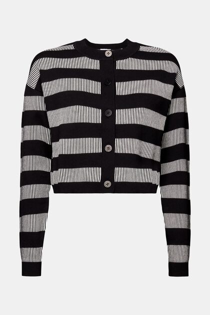 Cardigan cropped a righe jacquard