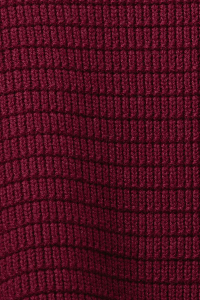 Pullover in maglia di cotone strutturata, GARNET RED, detail image number 6