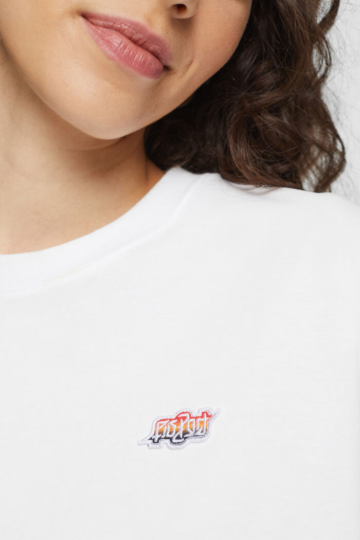 T-shirt cropped con ricamo sul petto AMBIGRAM, WHITE, detail image number 2