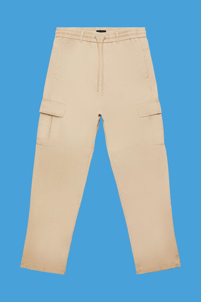 Pantaloni cargo in cotone stile jogger con gamba affusolata, SAND, detail image number 7