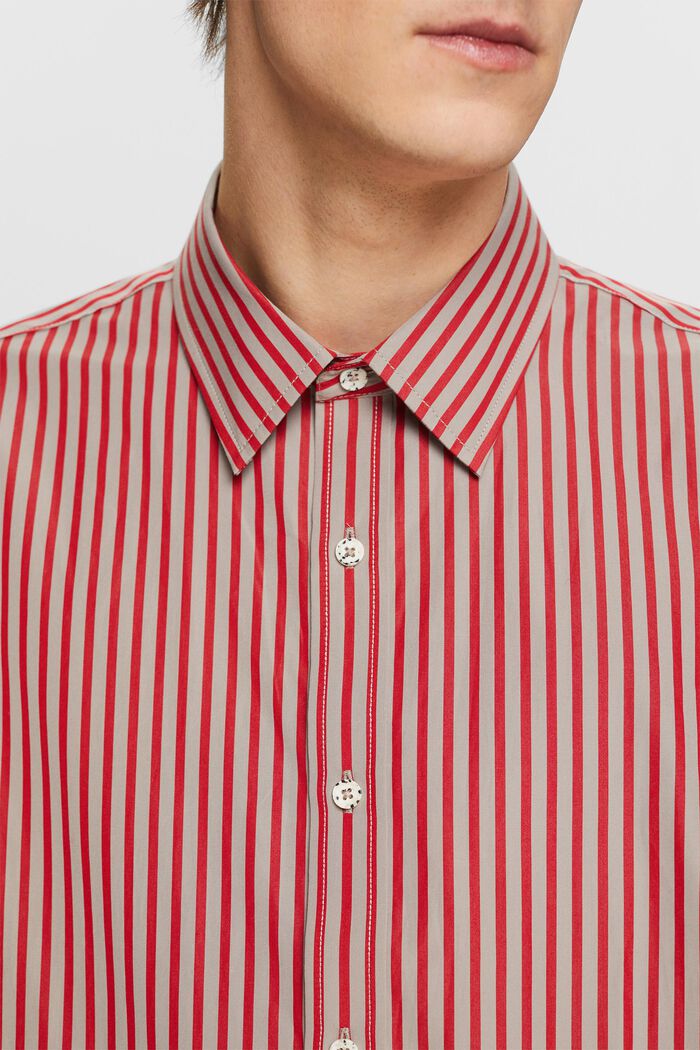 Camicia in popeline a righe, DARK RED, detail image number 2