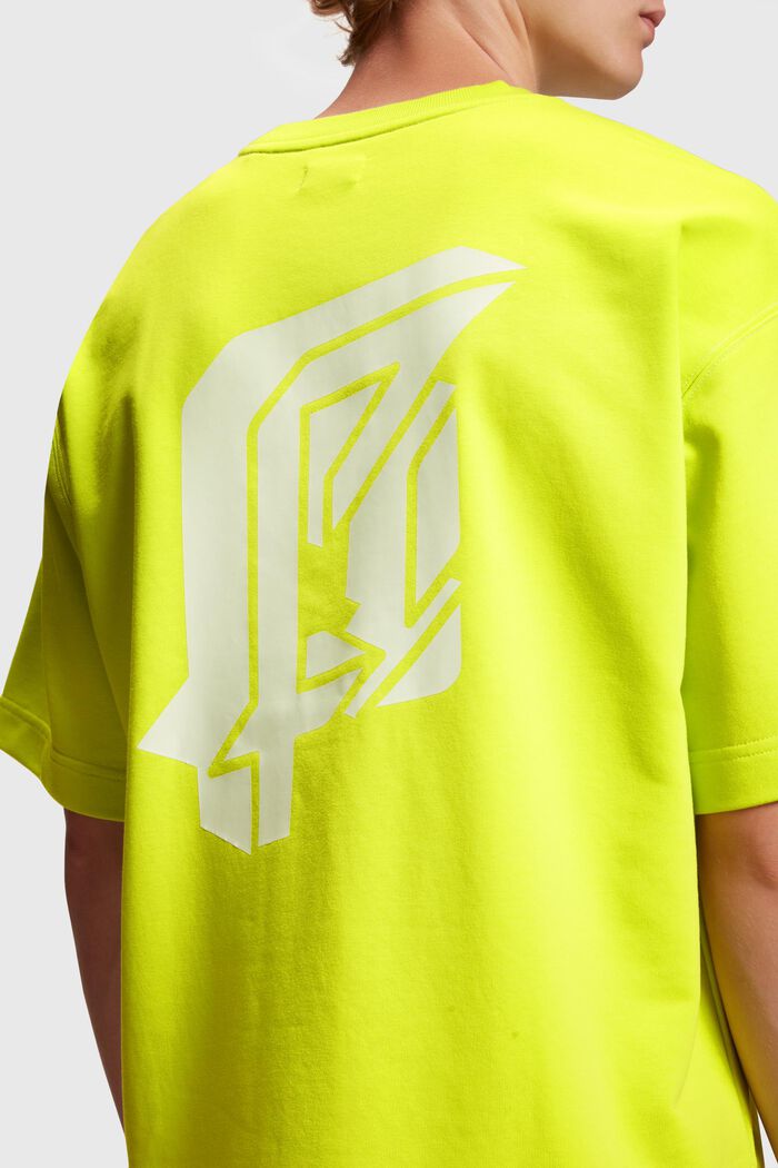 Felpa fluo con stampa relaxed fit, LIME YELLOW, detail image number 3