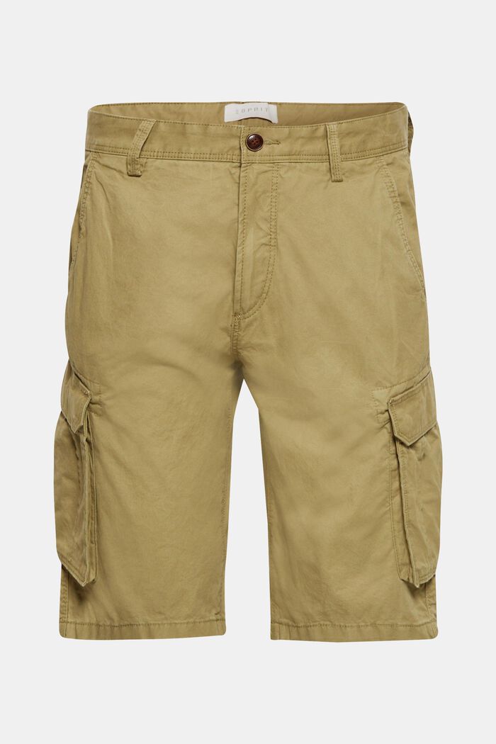 Pantaloncini stile cargo in 100% cotone, OLIVE, overview