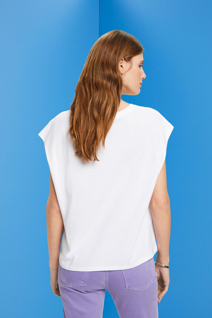 T-shirt in cotone con stampa sul davanti, WHITE, detail image number 3