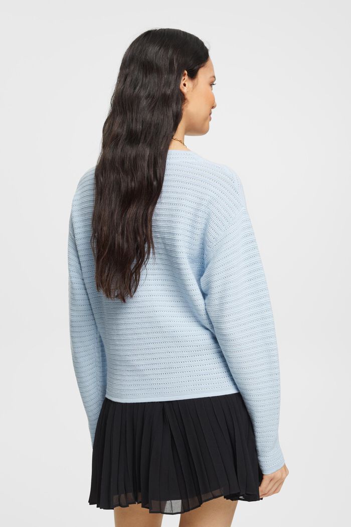 Maglione in maglia mista a righe, PASTEL BLUE, detail image number 3