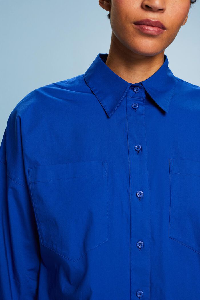 Camicia button-up in popeline di cotone, BRIGHT BLUE, detail image number 3