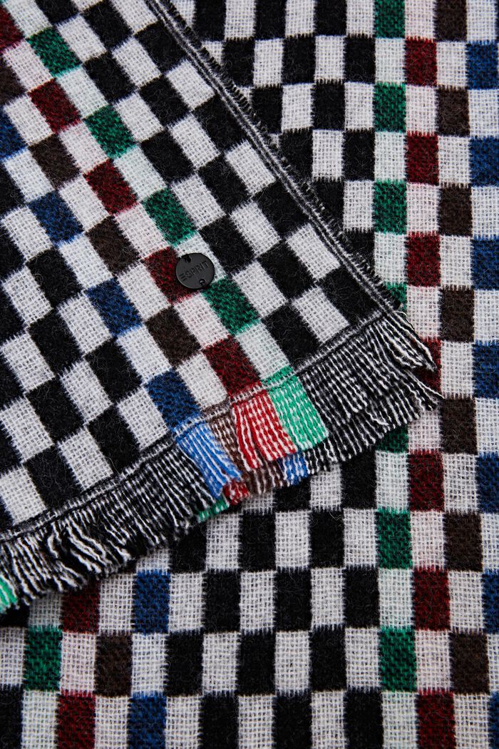 Sciarpa di lana a quadri, BLACK, detail image number 1